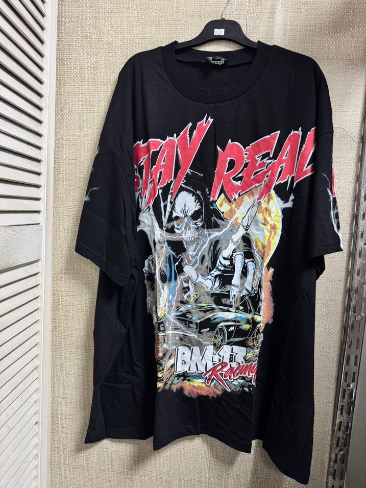 Siyah Baskılı Oversize Erkek Tişört - Görsel 4