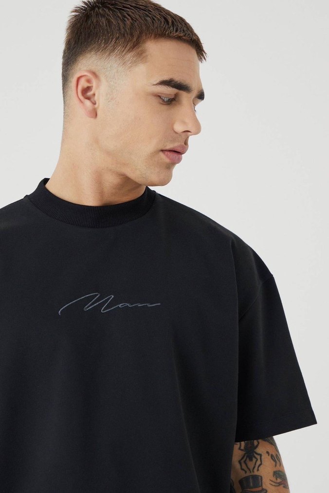 Erkek Siyah Oversize Baskılı Tişört - Görsel 3