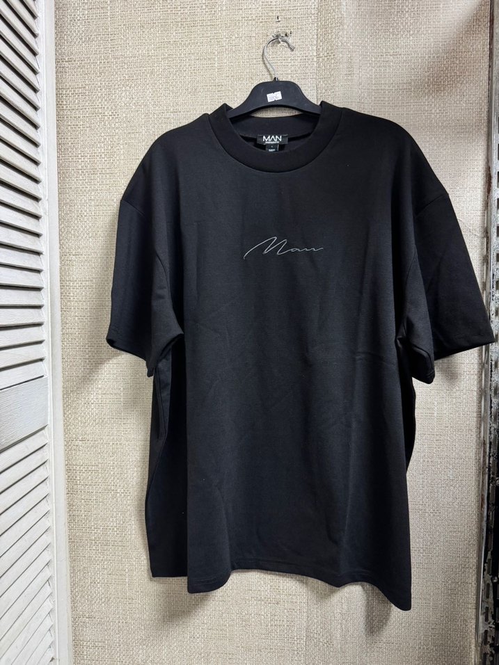 Erkek Siyah Oversize Baskılı Tişört - Görsel 4