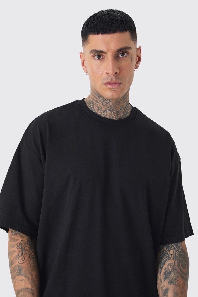 Erkek Siyah Salaş Tişört - Görsel 3