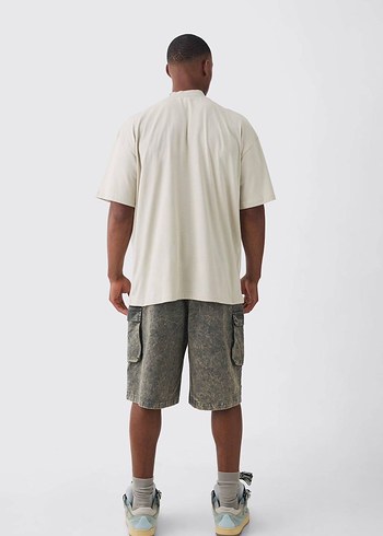 Erkek Çok Renkli Baskılı Oversize Tişört - Görsel 2