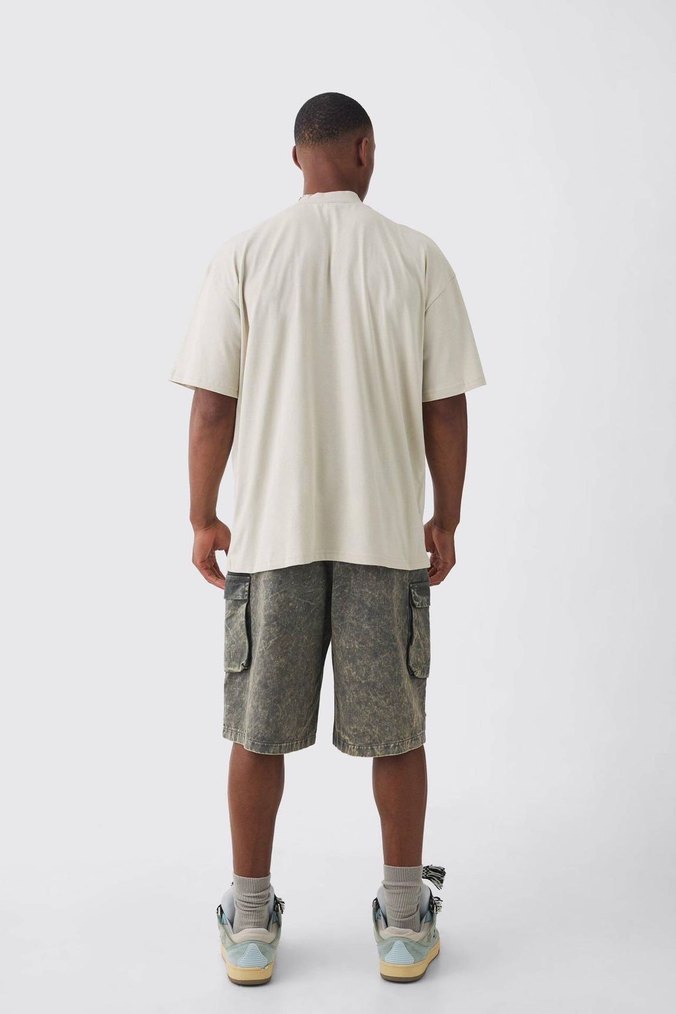 Erkek Çok Renkli Baskılı Oversize Tişört - Görsel 2