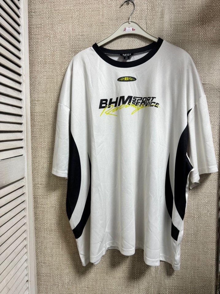 Beyaz Baskılı Oversize Erkek Tişört - Görsel 5