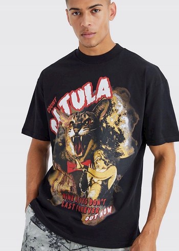 Siyah Baskılı Erkek T-shirt - Görsel 3