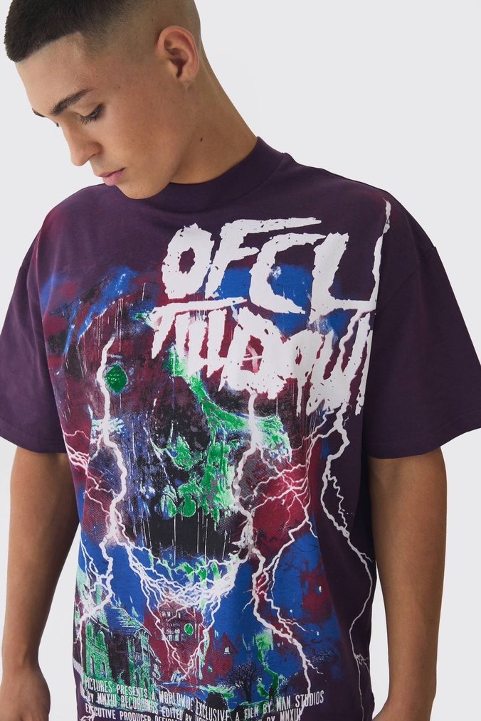 Mor Baskılı Pop Kültür Erkek Tişörtü - Görsel 3