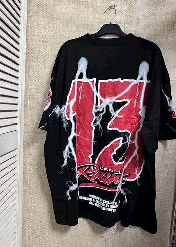 Siyah Baskılı Oversize Erkek Tişört - Görsel 6