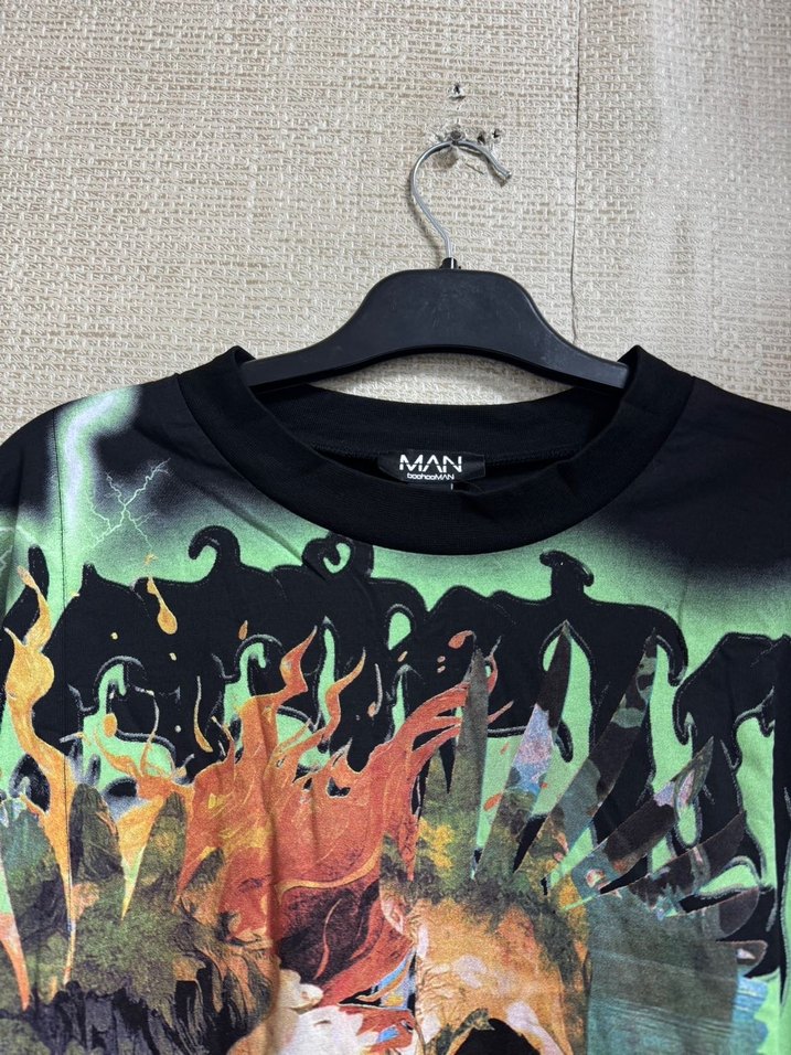 Siyah Baskılı Oversize Tişört - Görsel 4