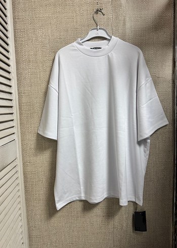 Erkek Beyaz Oversize Kısa Kollu Tişört - Görsel 5