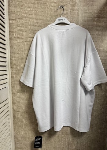 Erkek Beyaz Oversize Kısa Kollu Tişört - Görsel 8