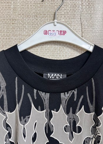 Siyah Baskılı Oversize Tişört - Görsel 6