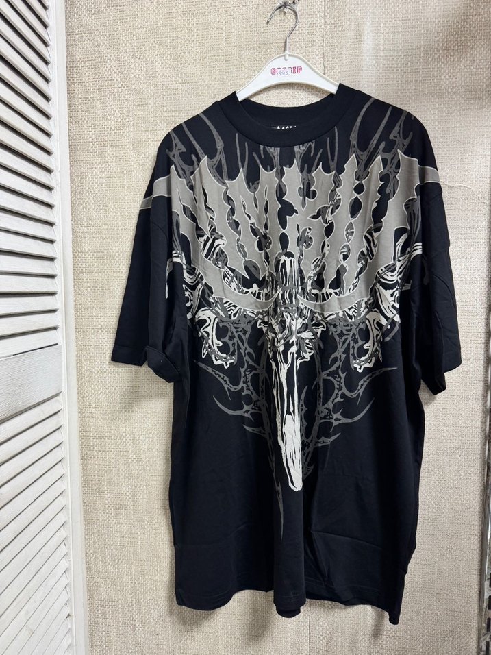 Siyah Baskılı Oversize Tişört - Görsel 5