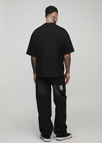 Erkek Siyah Oversize Tişört - Görsel 3