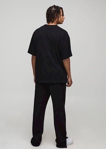 Erkek Siyah Salaş Kısa Kollu Tişört - Görsel 2