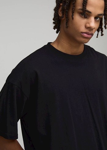 Erkek Siyah Salaş Kısa Kollu Tişört - Görsel 3