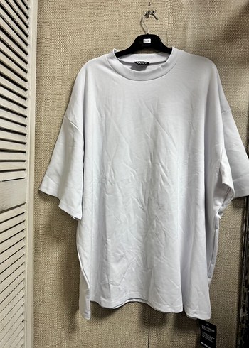 Erkek Beyaz Oversize Kısa Kollu Tişört - Görsel 6