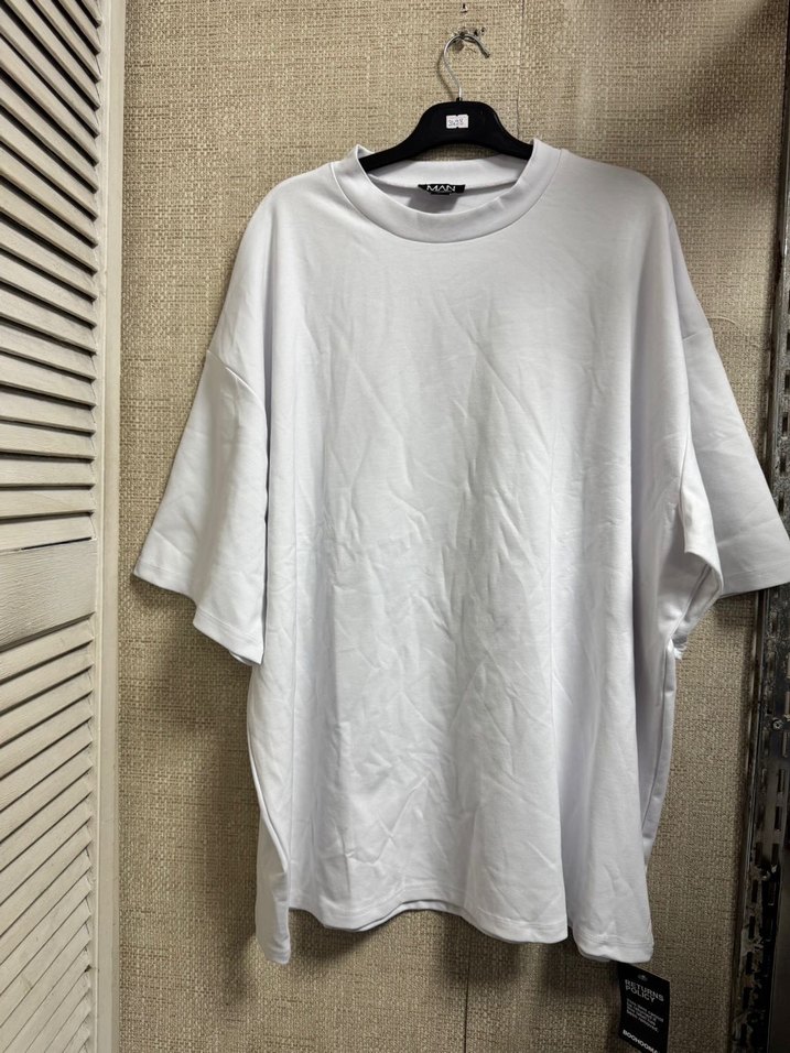 Erkek Beyaz Oversize Kısa Kollu Tişört - Görsel 5