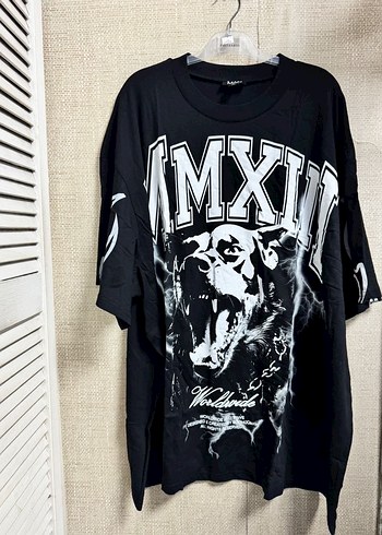 Siyah Baskılı Oversize Tişört - Görsel 5