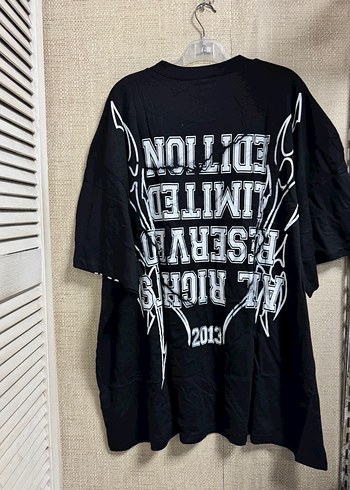 Siyah Baskılı Oversize Tişört - Görsel 6