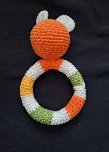 Renkli Örgü Tavşan Diş Kaşıyıcı ve Çıngırak - Görsel 3