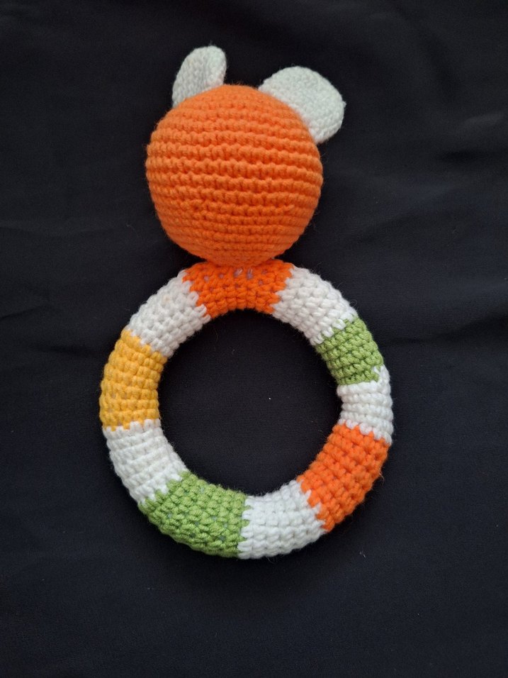 Renkli Örgü Tavşan Diş Kaşıyıcı ve Çıngırak - Görsel 3