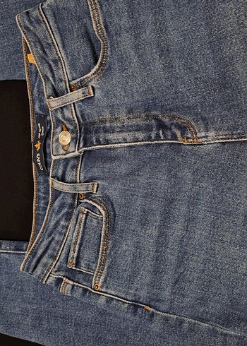 Düğmeli Lacivert Kadın Denim Pantolon