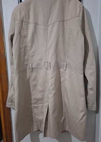 Bej Düğmeli Midi Kadın Trençkot - Görsel 5