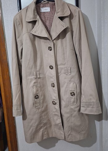 Bej Düğmeli Midi Kadın Trençkot - Görsel 2