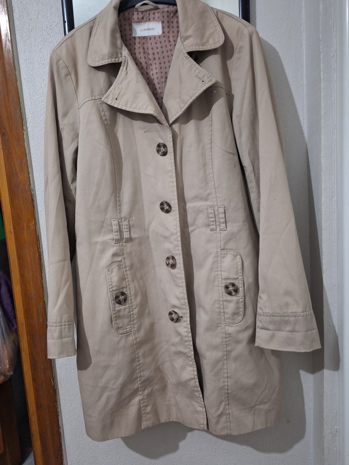 Bej Düğmeli Midi Kadın Trençkot - Görsel 2