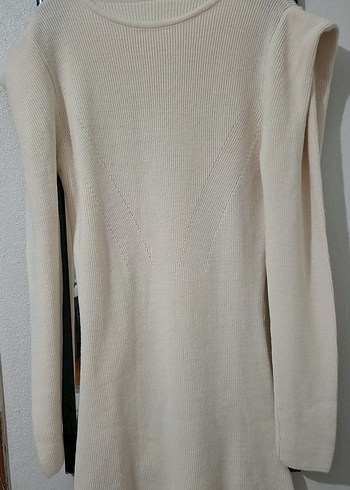 Beyaz Kadın Boğazlı Triko Kazak - Görsel 3