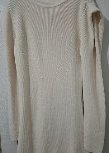 Beyaz Kadın Boğazlı Triko Kazak - Görsel 2