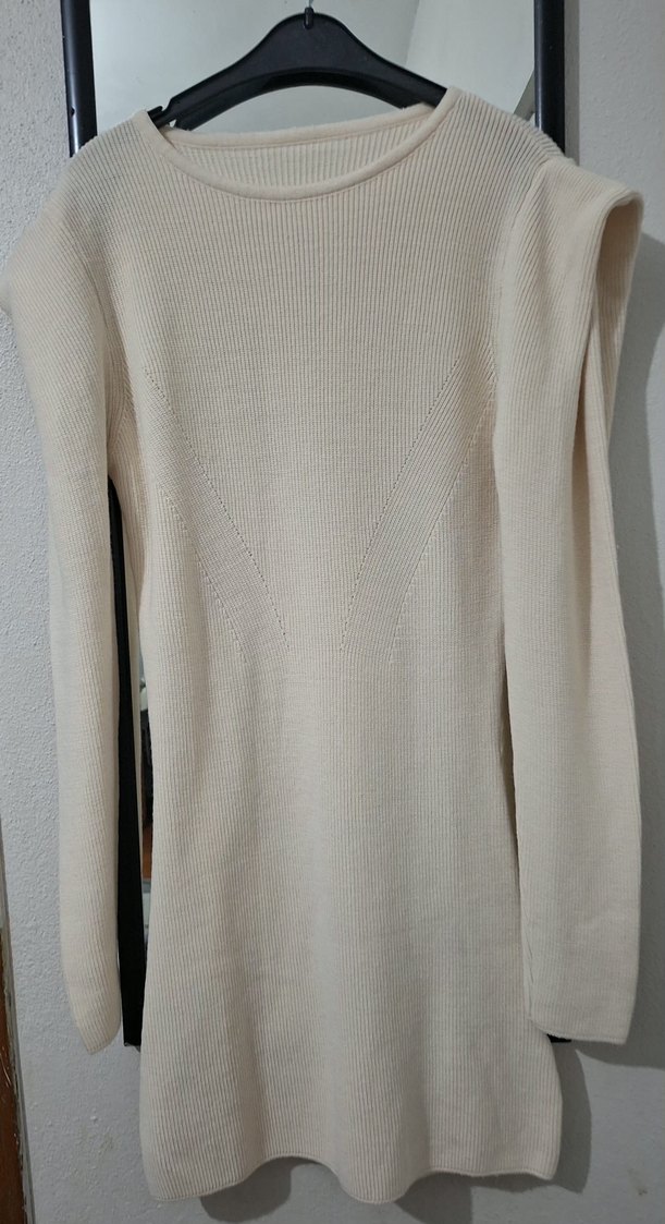 Beyaz Kadın Boğazlı Triko Kazak - Görsel 3