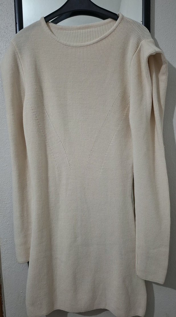 Beyaz Kadın Boğazlı Triko Kazak - Görsel 2