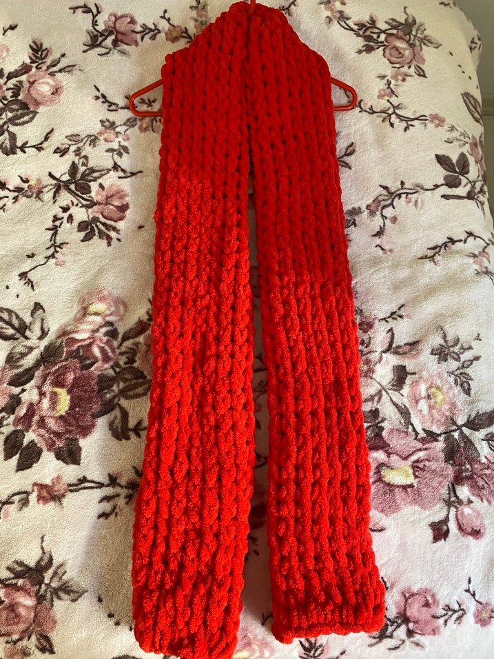 Kırmızı Örgü Kadın Şal - Görsel 2