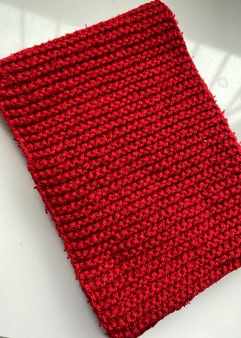 Kadın Kırmızı Örgü Atkı - Görsel 5