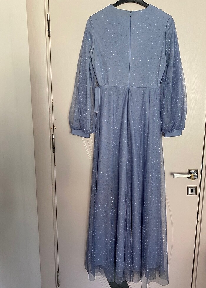 Mavi parıltılı simli elbise - Görsel 2