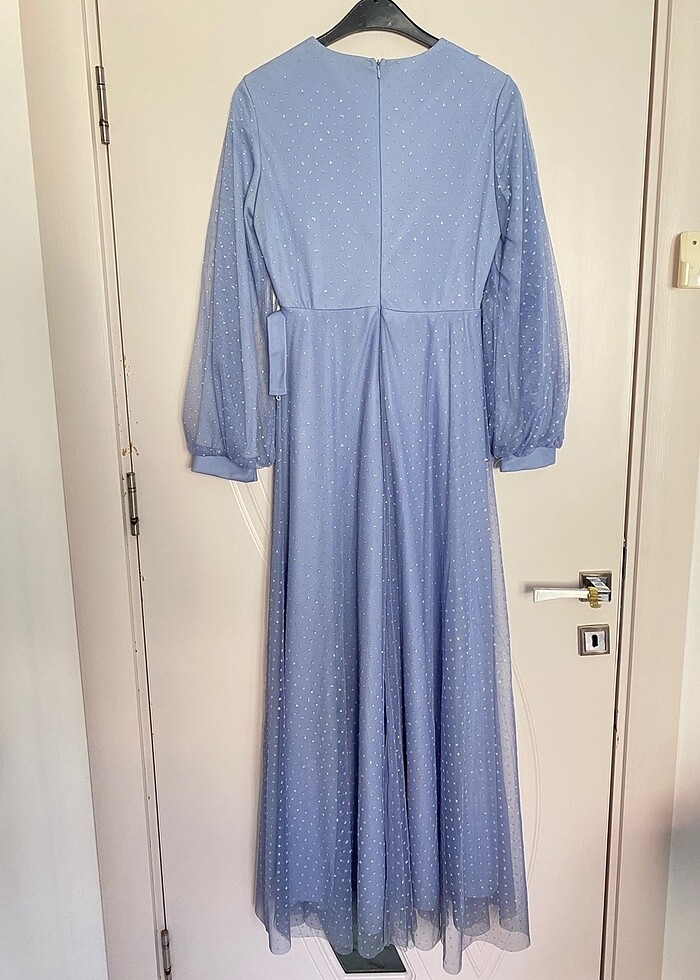 Mavi parıltılı simli elbise - Görsel 3