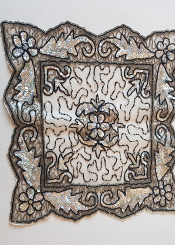 Nakışlı Bohem Masa Örtüsü - Bej Gri - Görsel 2