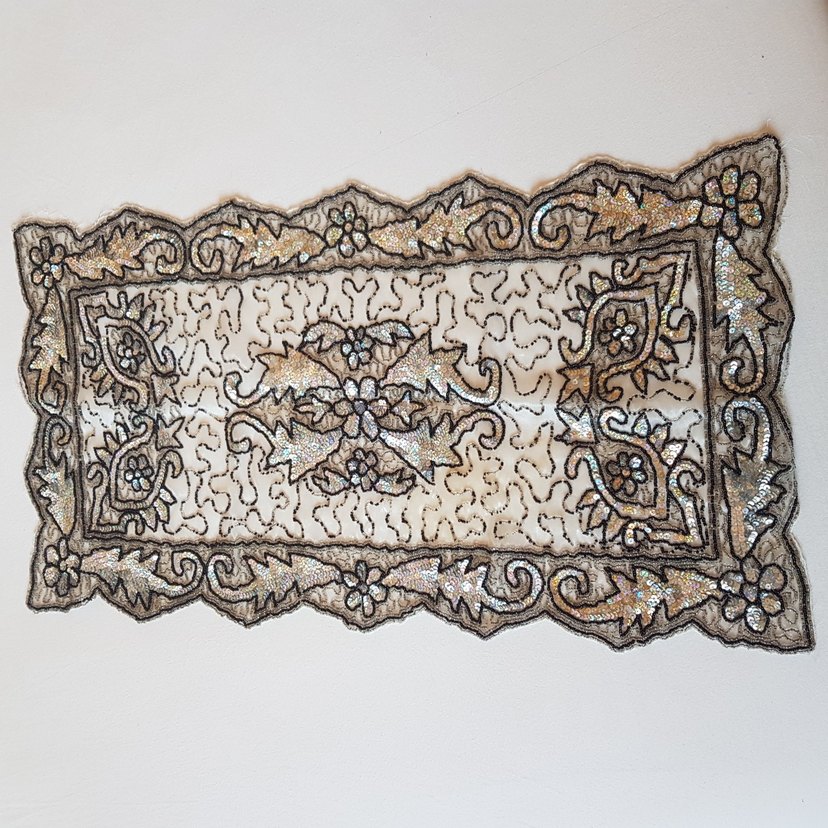 Nakışlı Bohem Masa Örtüsü - Bej Gri - Görsel 4