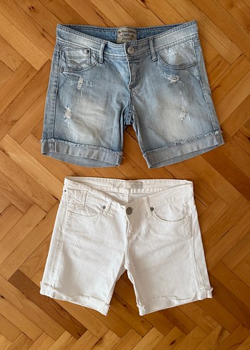 Beyaz Kadın Mini Denim Şort