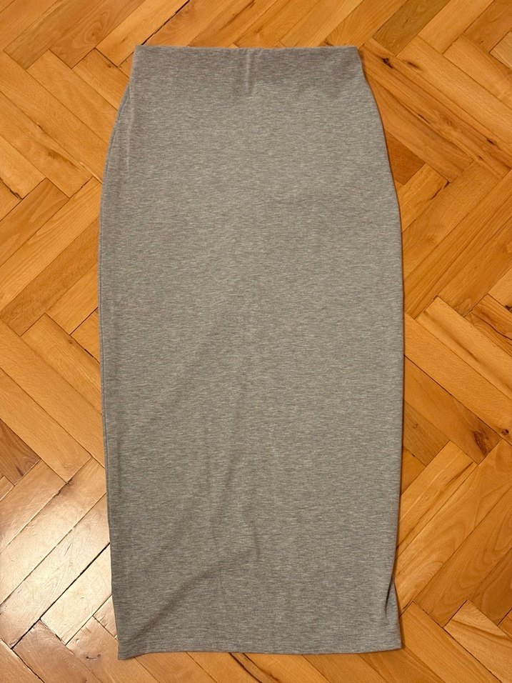 Düz Gri Uzun Etek Yırtmaçlı - Görsel 4