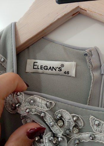 İşlemeli, Uzun Kollu Drapeli Kadın Abiye Elbise - Görsel 2