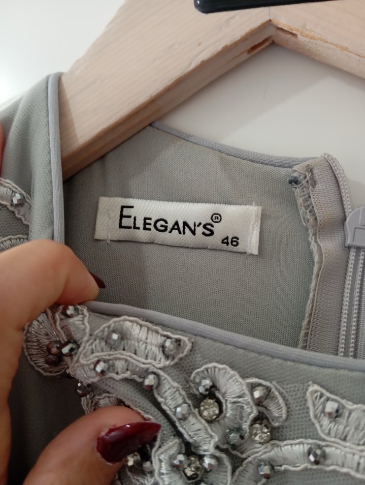 İşlemeli, Uzun Kollu Drapeli Kadın Abiye Elbise - Görsel 2