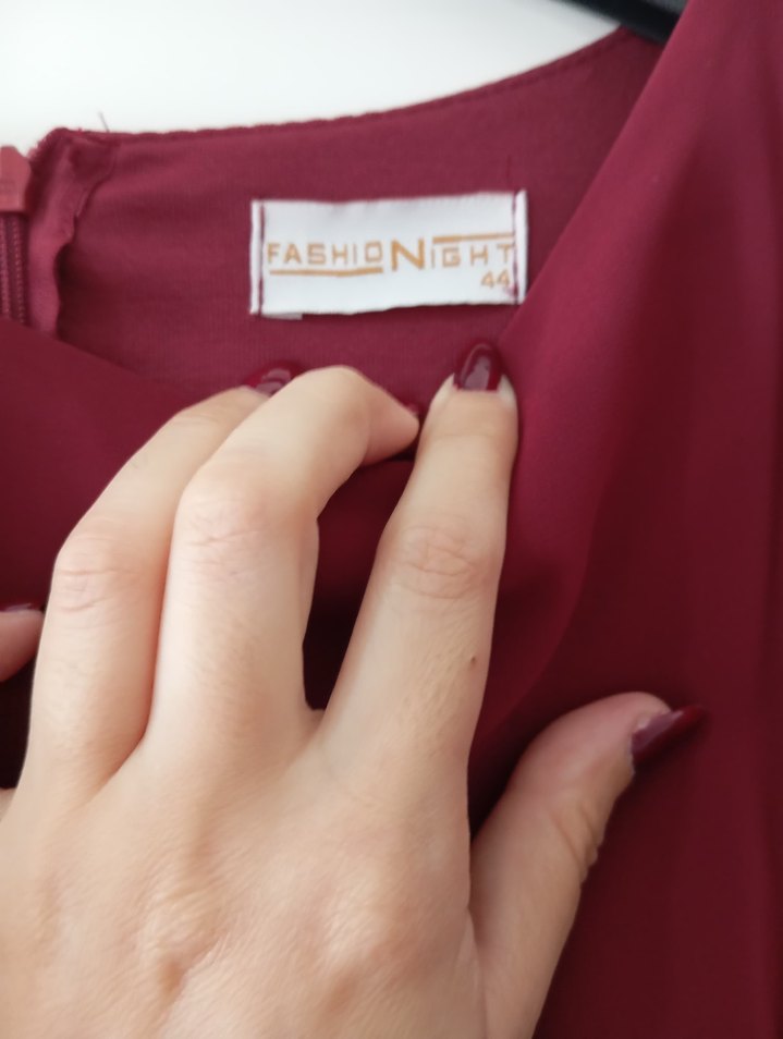 Bordo Drapeli Uzun Abiye Elbise - Görsel 2