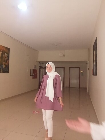 Tunik kuşaklı gül kurusu rengi