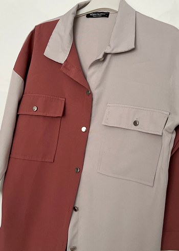 Düğmeli, Salaş Kesim Midi Gömlek - Görsel 2