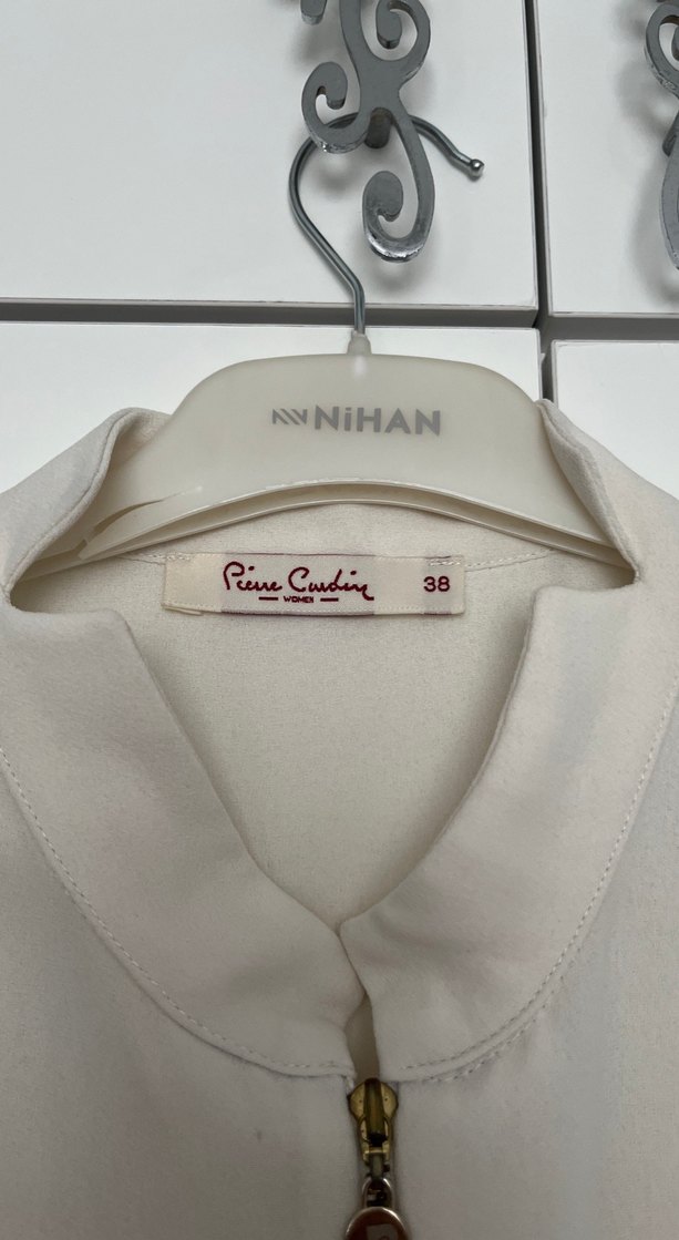 Kadın Beyaz Mini Uzun Kollu Fermuarlı Gömlek - Görsel 2