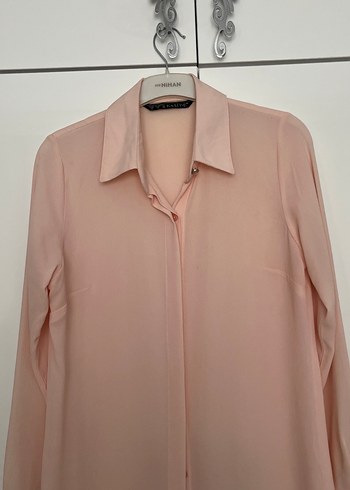 Bej Uzun Kollu Düğmeli Kadın Gömlek - Görsel 2