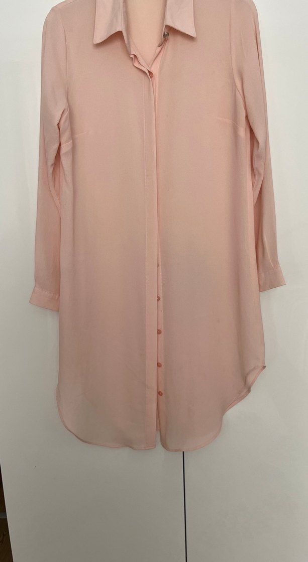 Bej Uzun Kollu Düğmeli Kadın Gömlek - Görsel 3