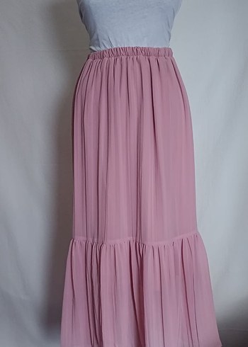 Pembe Pilili Uzun Bohem Etek