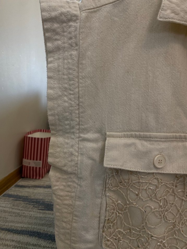 Kadın Bej Kısa Kollu Keten Yelek - Görsel 3